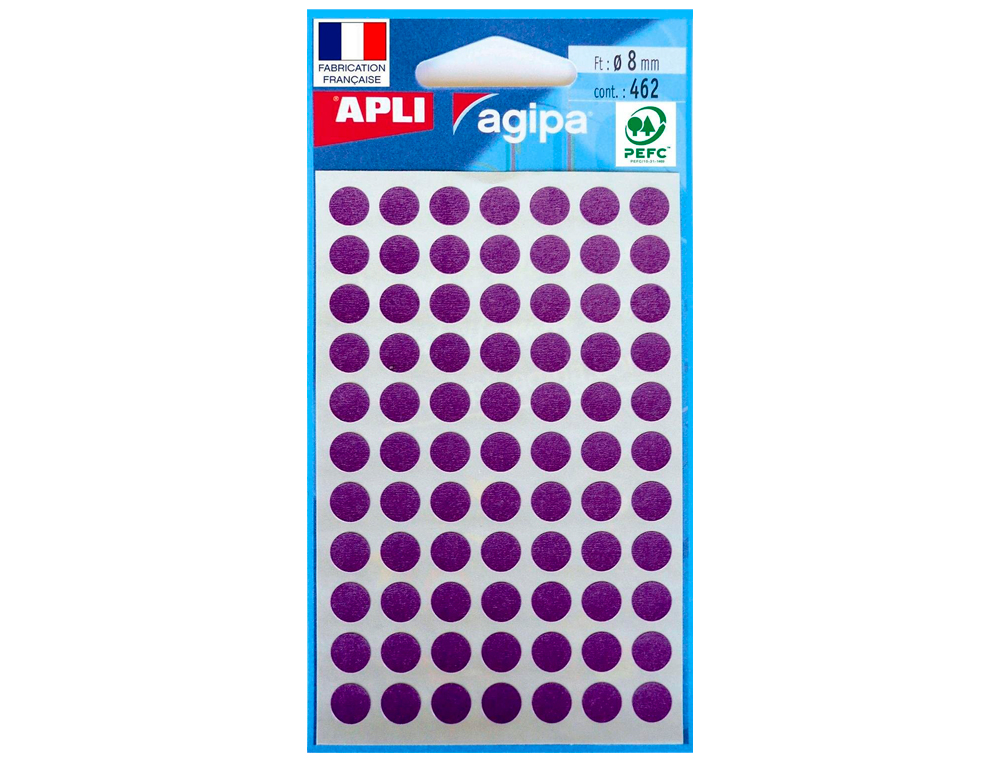 PASTILLE ADHSIVE APLI AGIPA DIAMTRE 8MM PERMANENTE COLORIS VIOLET POCHETTE 462 UNITS