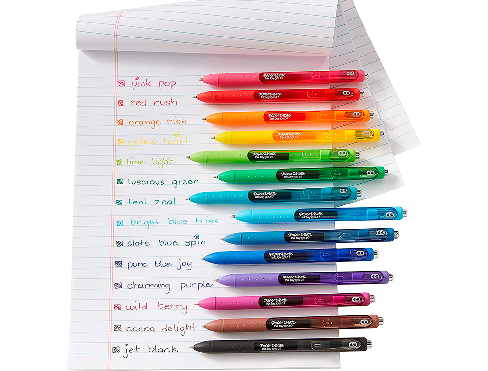 STYLO-BILLE PAPER MATE INKJOY GEL RTRACTABLE CRITURE MOYENNE 0.7MM ENCRE DOUCE GRIP COLORIS BLEU