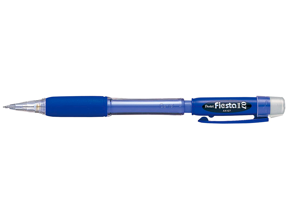 PORTE-MINE PENTEL FIESTA 0.7MM RECHARGEABLE GRIP CAOUTCHOUC GOMME AVEC CAPUCHON CORPS BLEU