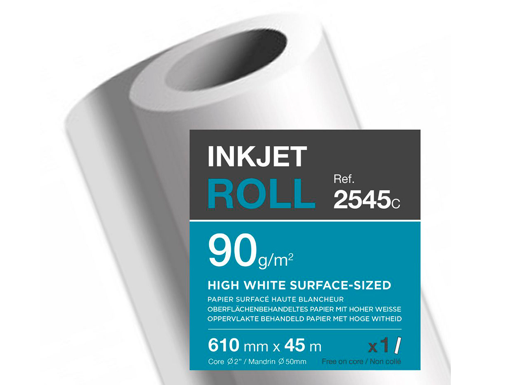 PAPIER CLAIREFONTAINE EXTRA BLANC LARGEUR 610MMX45M 90G APPLICATION JET D'ENCRE IMAGES PHOTOS POSTER BOBINE