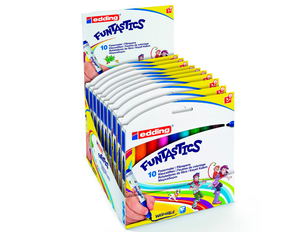 FEUTRE EDDING COLORIAGE FUNTASTICS E14-10S POINTE OGIVE 3MM COULEURS ASSORTIES POCHETTE 10 UNITÉS