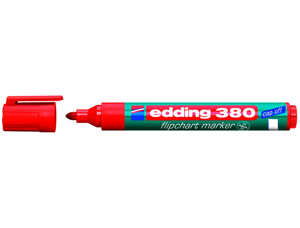 MARQUEUR EDDING PERMANENT CHEVALET E380 POINTE OGIVE TRACÉ 1.5/3MM CORPS PLASTIQUE SPÉCIAL FLIPCHART COLORIS ROUGE