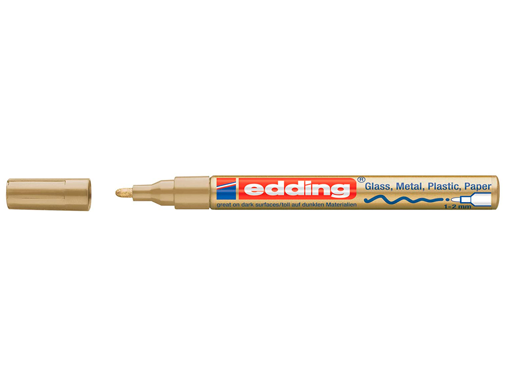 MARQUEUR EDDING PERMANENT PEINTURE E751 POINTE FINE 1/2MM ENCRE LAQUÉE OPAQUE TOUS SUPPORTS RÉSISTANT CHALEUR OR