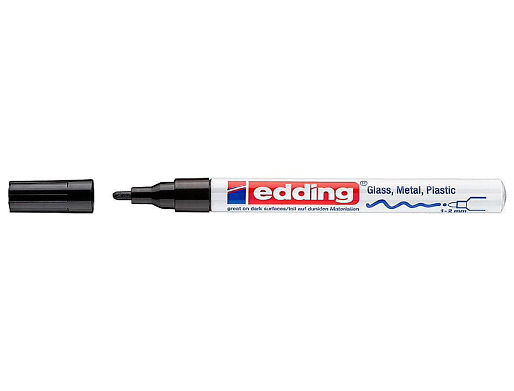 MARQUEUR EDDING PERMANENT PEINTURE E751 POINTE FINE 1/2MM ENCRE LAQUÉE OPAQUE TOUS SUPPORTS RÉSISTANT CHALEUR NOIR