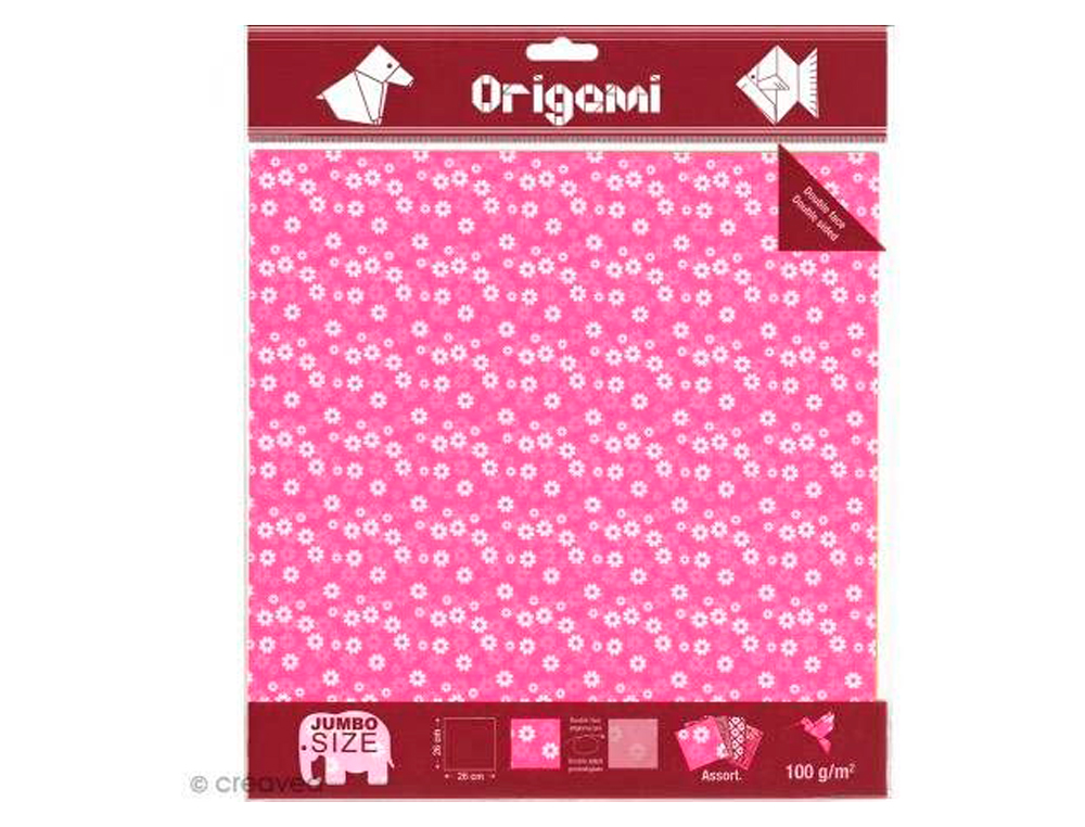 PAPIER PLIAGE OZ INTERNATIONAL ORIGAMI 260X260MM 100G/M2 DOUBLE FACE DCOR FLEURS EN RELIEF COLORIS ASSORTIS 12F