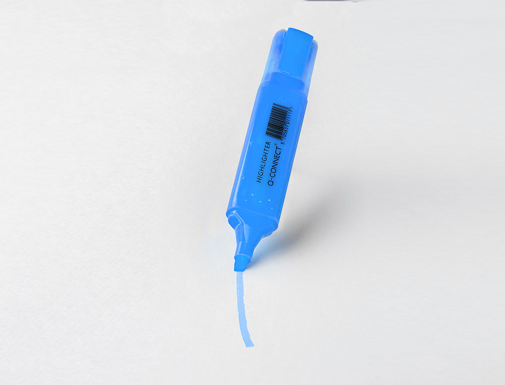 SURLIGNEUR Q-CONNECT TRACÉ 2/5 MM POINTE BISEAUTÉE COULEURS ÉCLATANTES BLEU