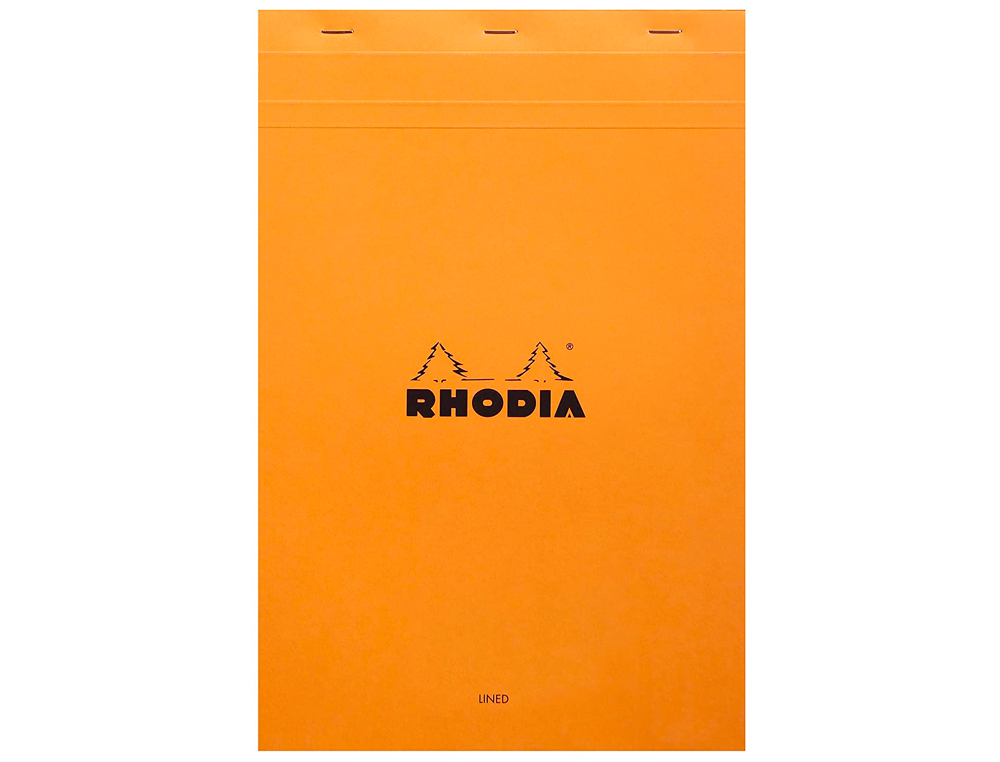 BLOC BUREAU RHODIA A4+ PAPIER VLIN SURFIN COUVERTURE ENDUITE ENVELOPPANTE 210X320MM 80F DTACHABLES 80G LIGN ORANGE