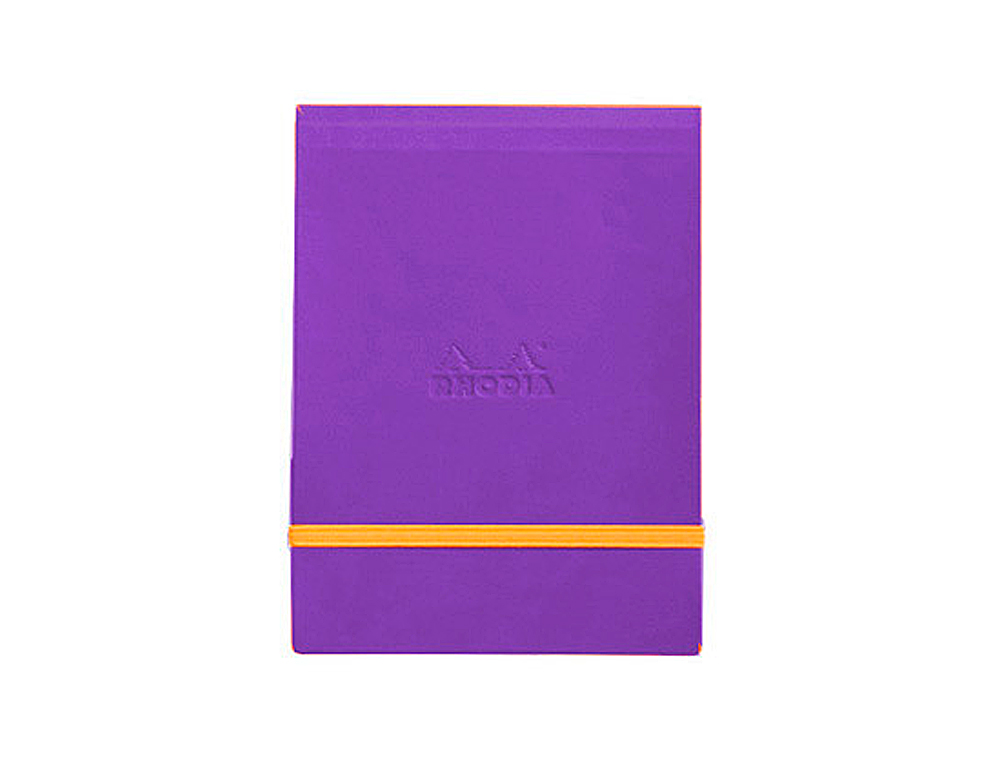 POCHETTE RHODIARAMA WEBPOCKET A6 9X14CM COUVERTURE SIMILI CUIR SAPHIR INTÉRIEUR IMPRIMÉ FERMETURE ÉLASTIQUE ORANGE