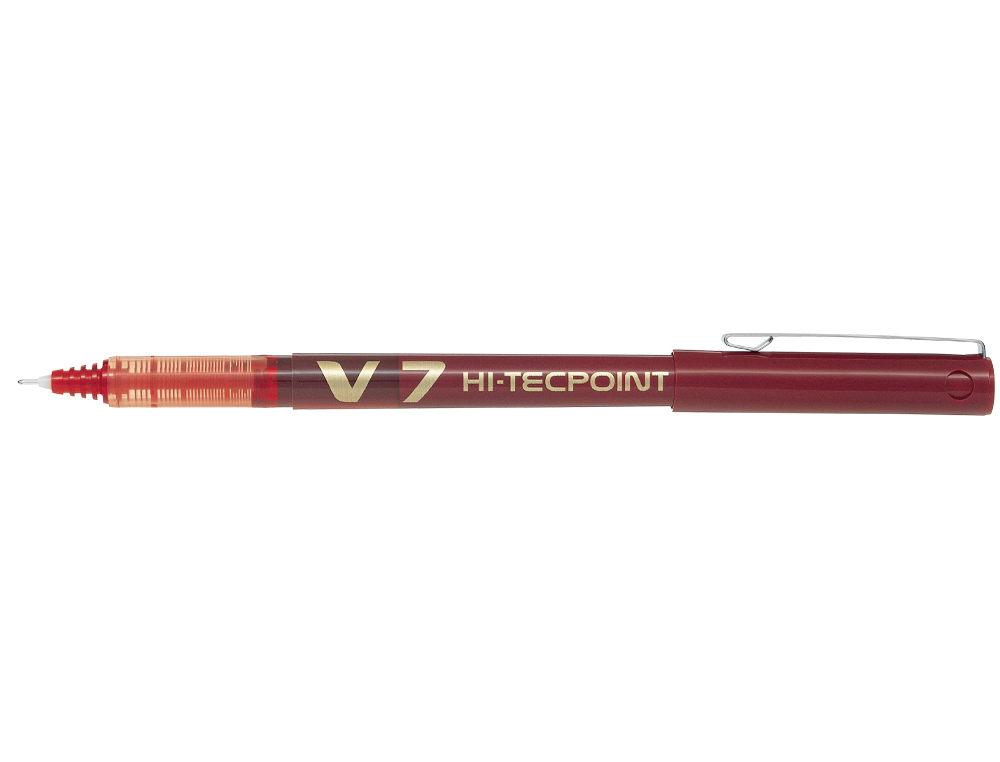 STYLO PILOT V7 ÉCRITURE MOYENNE 0.7MM CLIP MÉTAL ENCRE LIQUIDE NIVEAU VISIBLE POINTE INDÉFORMABLE TRAIT 0.5 MM COL ROUGE