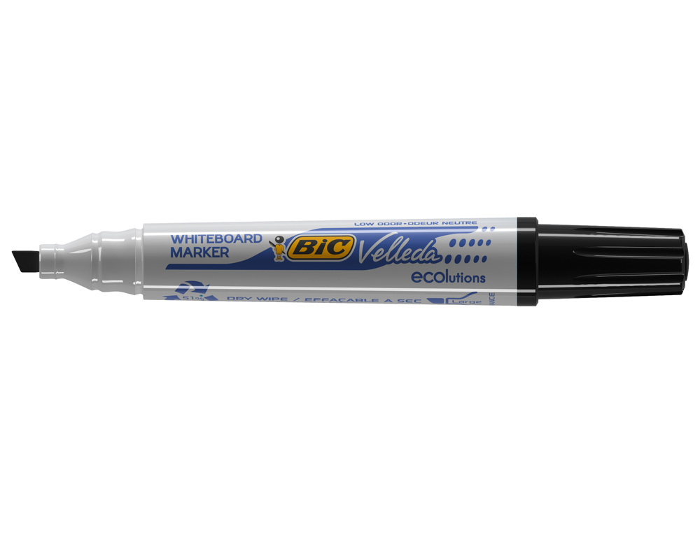MARQUEUR BIC VELLEDA 1751 EFFAÇABLE POINTE BISEAUTÉE TRACÉ 2/5MM ENCRE BASE ALCOOL INODORE CORPS PLASTIQUE NOIR
