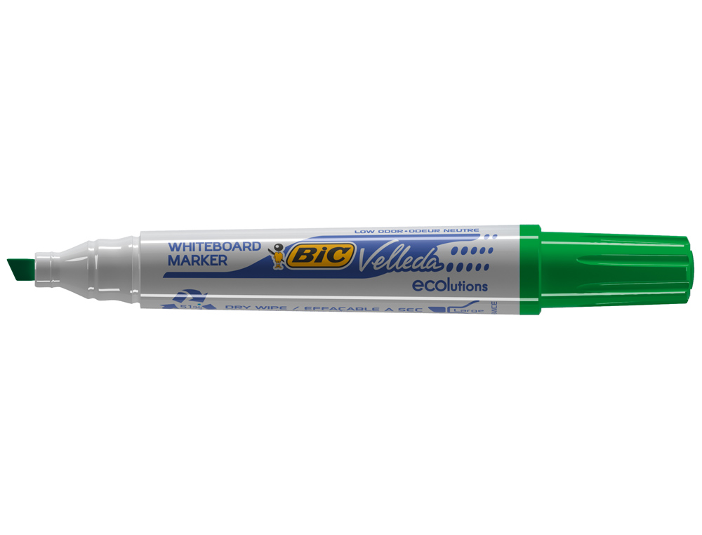 MARQUEUR BIC VELLEDA 1751 EFFAABLE POINTE BISEAUTE TRAC 2/5MM ENCRE BASE ALCOOL INODORE CORPS PLASTIQUE VERT