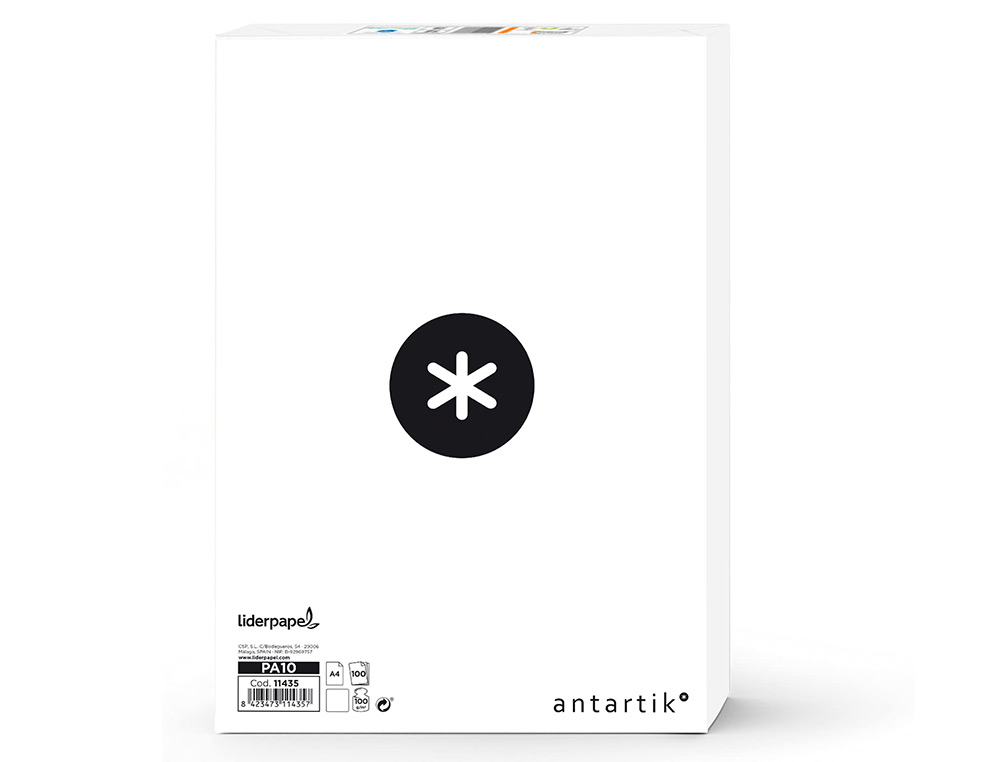 PAPIER LIDERPAPEL MULTIFONCTION ANTARTIK A4 100 G/M2 HAUTE QUALITE BLANCHEUR 169 OPACITE 95 100 FEUILLES