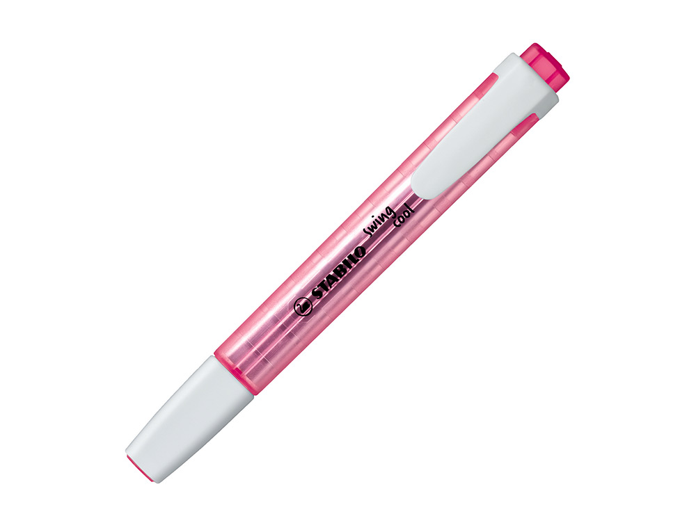 SURLIGNEUR STABILO SWING COOL MODLE DE POCHE AVEC AGRAFE TRAC 1/3MM ENCRE LIQUIDE PIGMENTE VISIBLE COLORIS ROSE