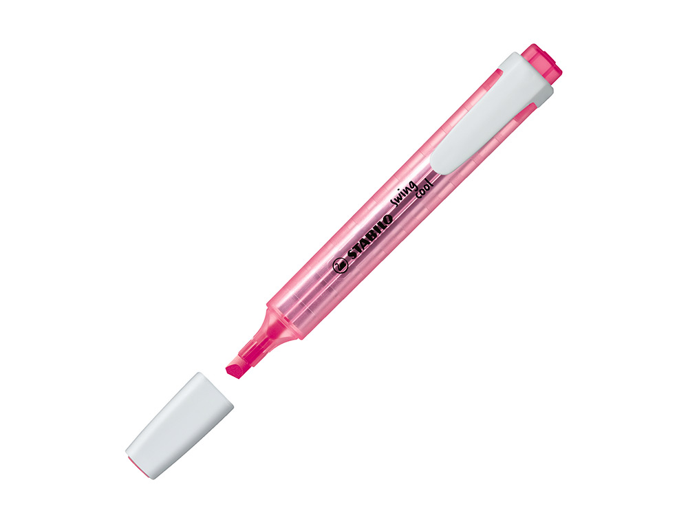 SURLIGNEUR STABILO SWING COOL MODLE DE POCHE AVEC AGRAFE TRAC 1/3MM ENCRE LIQUIDE PIGMENTE VISIBLE COLORIS ROSE