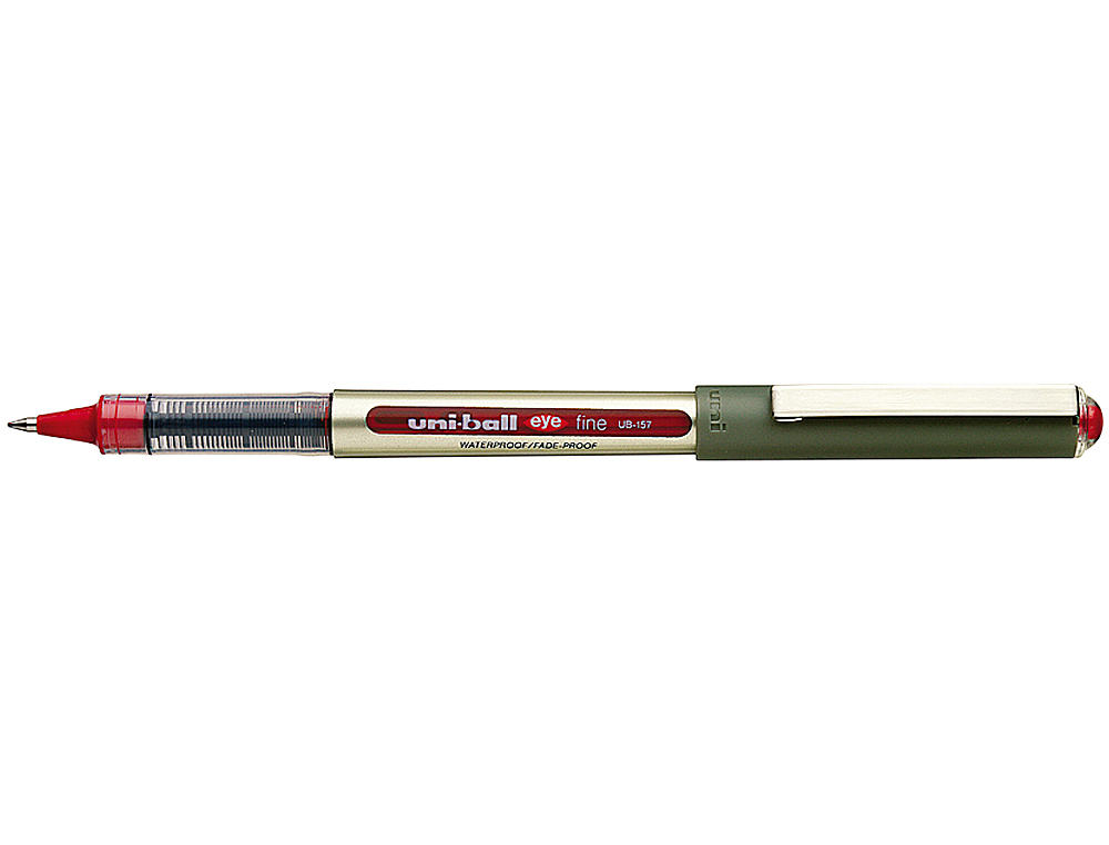 ROLLER UNIBALL UB-157 EYE ÉCRITURE MOYENNE 0.5MM DOUBLE NIVEAU ENCRE LIQUIDE VISIBLE RÉGULATEUR DÉBIT COLORIS ROUGE