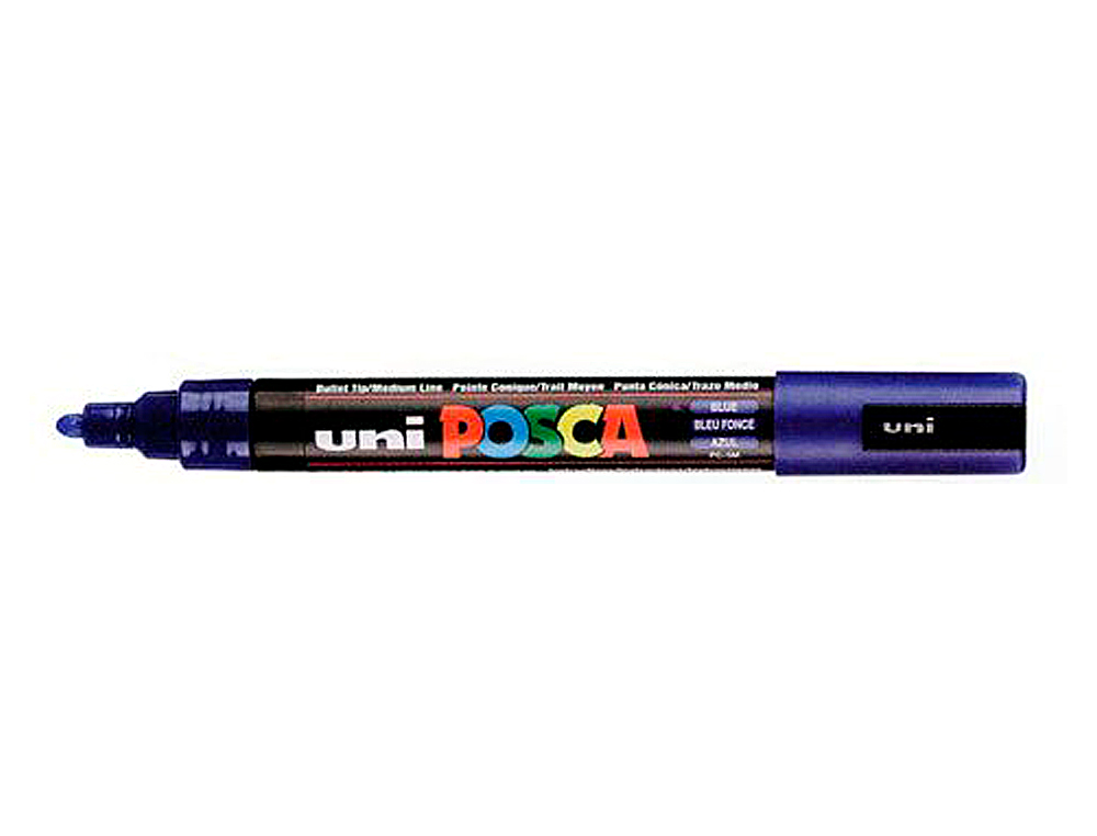 MARQUEUR POSCA PC5M GOUACHE ENCRE INODORE TOUTES SURFACES POINTE MOYENNE CONIQUE COULEUR OPAQUE COUVRANTE BLEU FONC