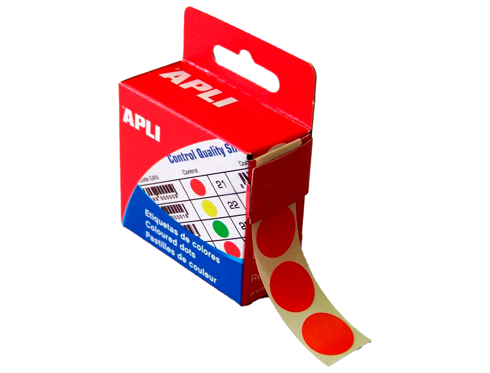 PASTILLE ADHÉSIVE APLI AGIPA DIAMÈTRE 15MM PERMANENTE COLORIS ROUGE BOÎTE 150 UNITÉS