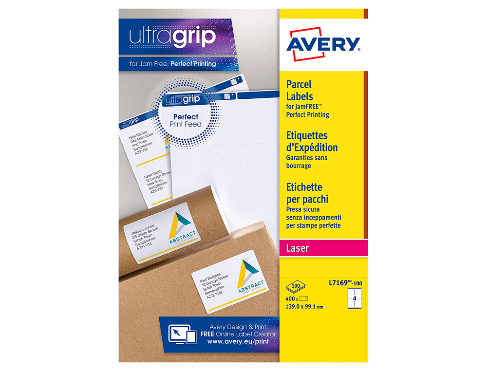 TIQUETTE ADHSIVE AVERY LASER OPAQUE TRS BLANCHE 99.1X139MM BOTE 400 UNITS