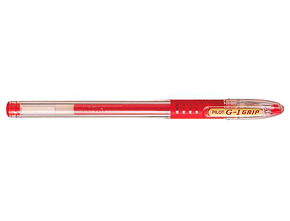 STYLO-BILLE PILOT G1 GRIP CRITURE MOYENNE 0.5MM ENCRE GEL RECHARGEABLE CORPS TRANSLUCIDE GRIP CAOUTCHOUC ROUGE