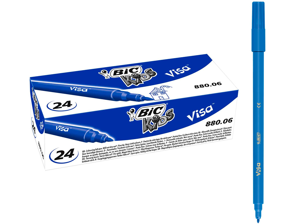 FEUTRE BIC KIDS VISA COLORIAGE ENCRE LAVABLE CAPUCHON VENTIL POINTE BLOQUE ULTRA-RSISTANTE COULEUR BLEU FONC