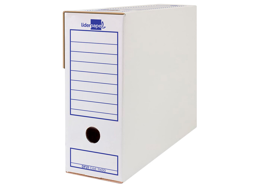 BOITE A ARCHIVES LIDERPAPEL CARTON RECYCLE 325G/M2 DOS 100MM 365X100X251MM COLORIS BLANC