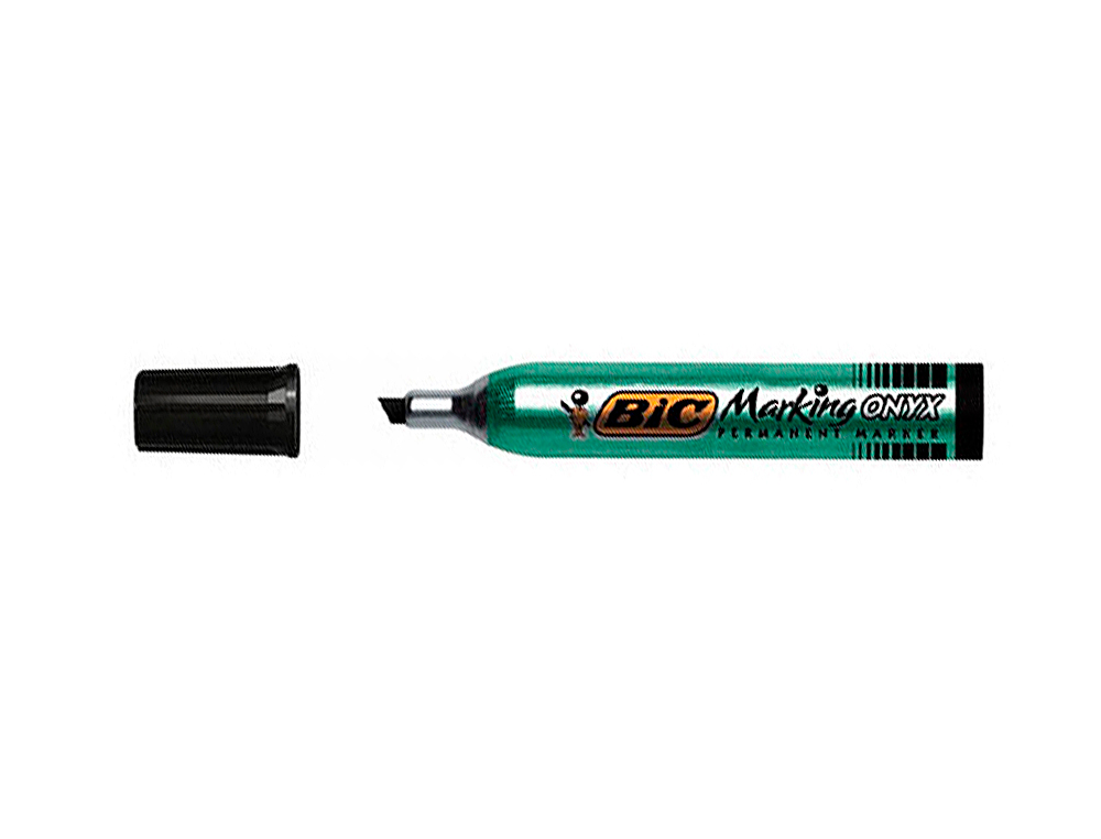 MARQUEUR BIC PERMANENT ONYX MARKER 1591 POINTE BISEAUTE TRAC 4/7MM TOUS SUPPORTS CORPS MTAL GRANDE CONTENANCE NOIR