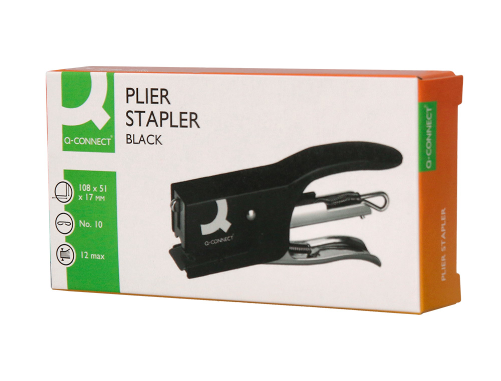 PINCE AGRAFEUSE Q-CONNECT MTAL AGRAFES N.10 RSISTANCE CAPACIT AGRAFAGE 12F COLORIS NOIR