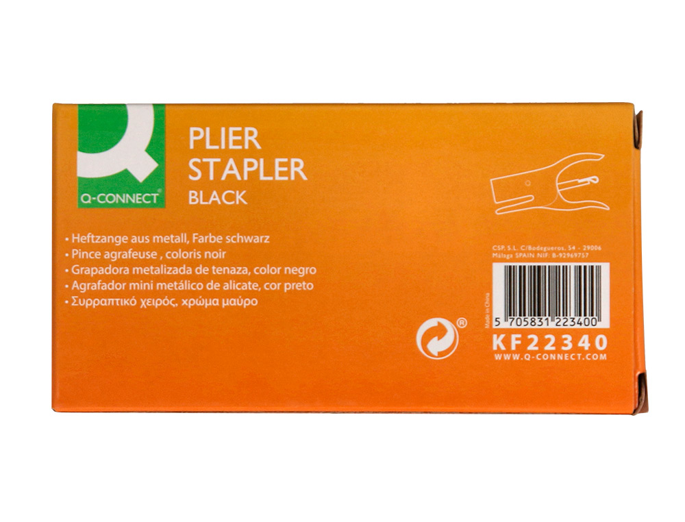 PINCE AGRAFEUSE Q-CONNECT MTAL AGRAFES N.10 RSISTANCE CAPACIT AGRAFAGE 12F COLORIS NOIR