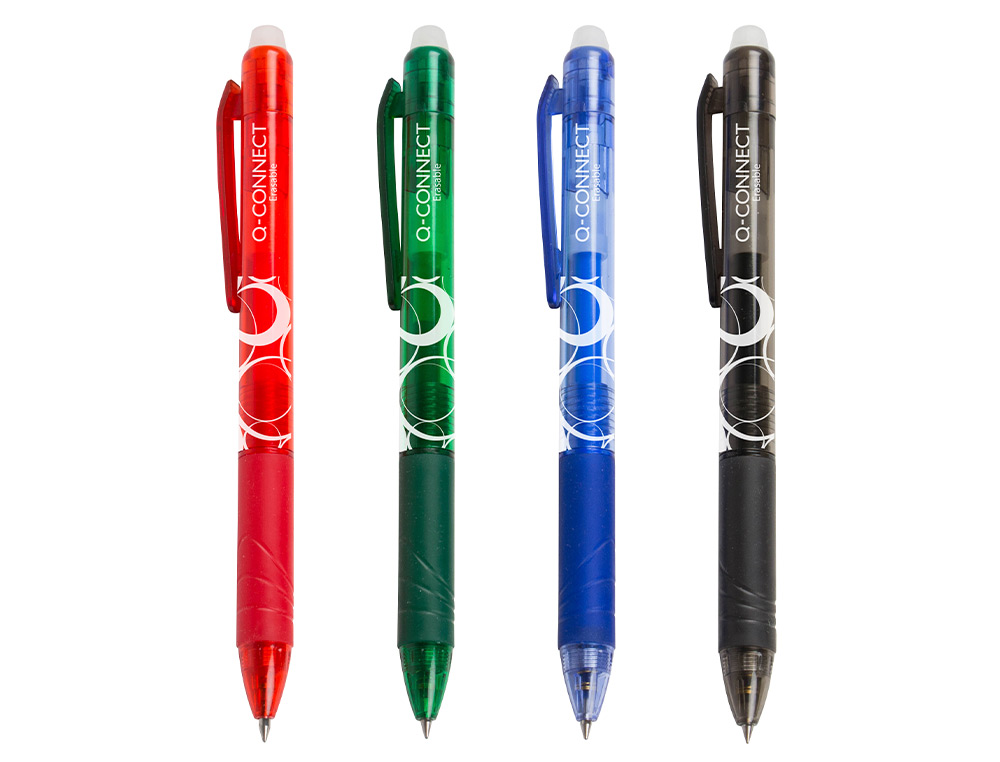 ROLLER Q-CONNECT ÉCRITURE MOYENNE 0.7MM ENCRE EFFAÇABLE GRIP PRÉHENSION GOMME SERTIE COLORIS VERT