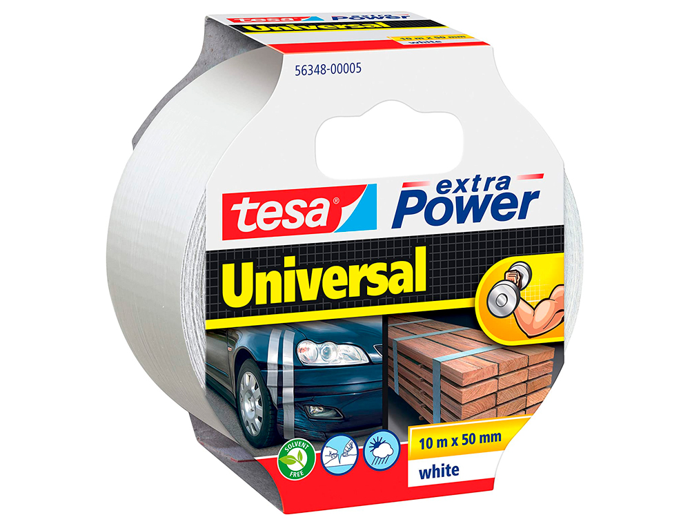 RUBAN TESA TOILE EXTRA FORT UNIVERSEL RÉPARATION MULTI-USAGES SANS SOLVANT RÉSISTANT INTEMPÉRIES 50MMX25M COLORIS BLANC