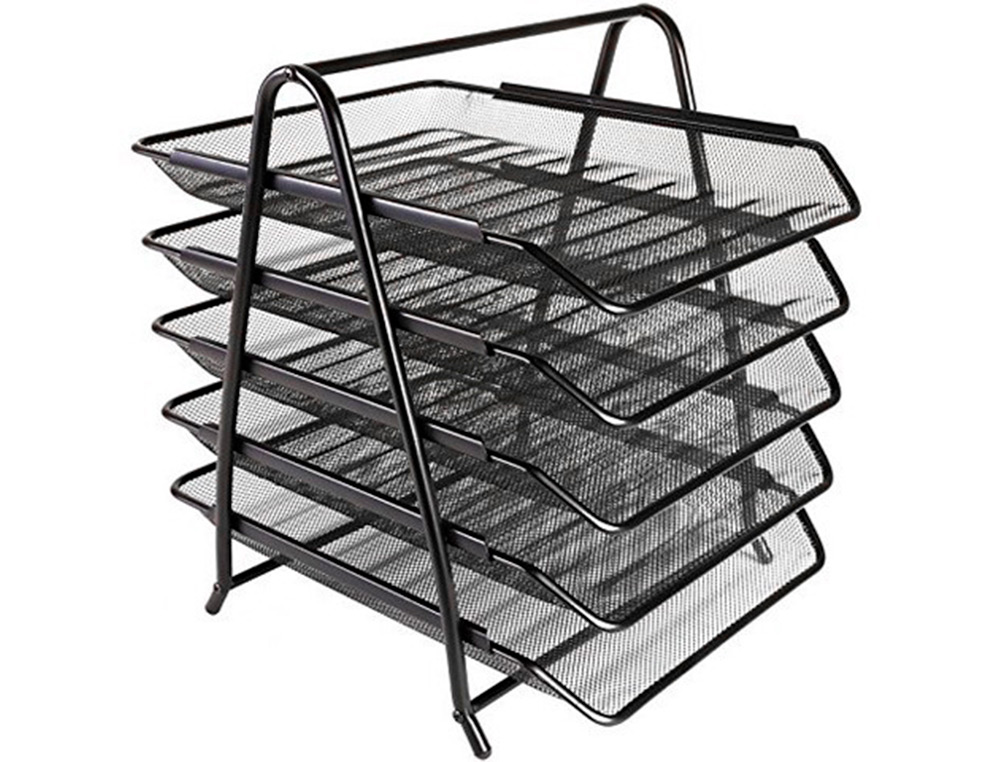 CORBEILLES COURRIER Q-CONNECT MAILLE METALLIQUE DOCUMENTS A4 350X275X375 MM COLORIS NOIR - SET 5 UN