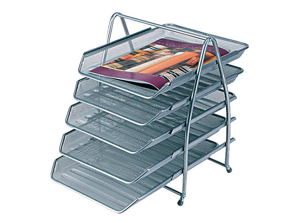 CORBEILLES COURRIER Q-CONNECT MAILLE METALLIQUE DOCUMENTS   A4 350X275X375 MM COLORIS     GRIS - SET 5 UN