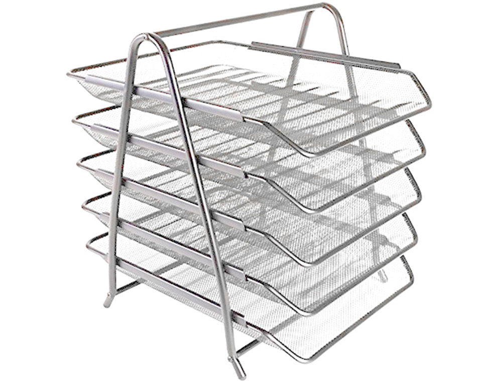 CORBEILLES COURRIER Q-CONNECT MAILLE METALLIQUE DOCUMENTS   A4 350X275X375 MM COLORIS     GRIS - SET 5 UN