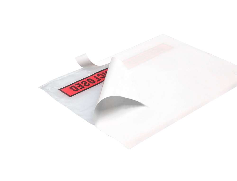 POCHETTE DOCUMENTS CI-INCLUS Q-CONNECT AUTO-ADHESIVE       TRANSPARENTE 165X122MM TEXTE  ANGLAIS PAQUET 100 UNITES