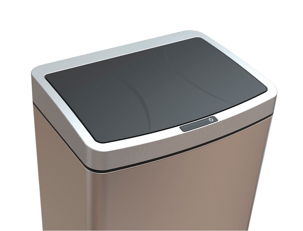POUBELLE Q-CONNECT METALLIQUE OUVERTURE AUTOMATIQUE CAPACITE 60L