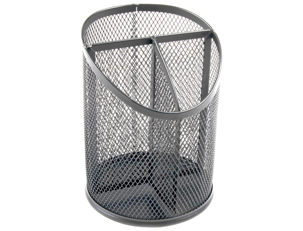 POT A CRAYONS Q-CONNECT MAILLE METALLIQUE 3           COMPARTIMENTS HAUTEUR 147 MM  DIAMETRE 110MM COLORIS ARGENT