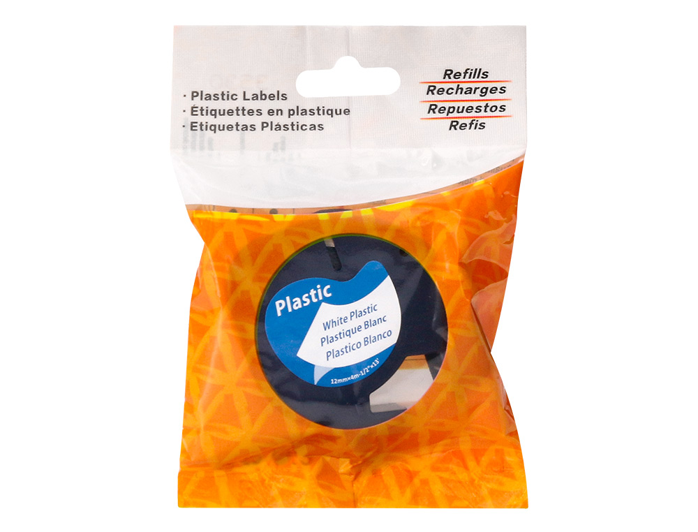 RUBAN TITREUSE Q-CONNECT 12MM X 4 MT NOIR-BLANC PERLE       LETRATAG 091201