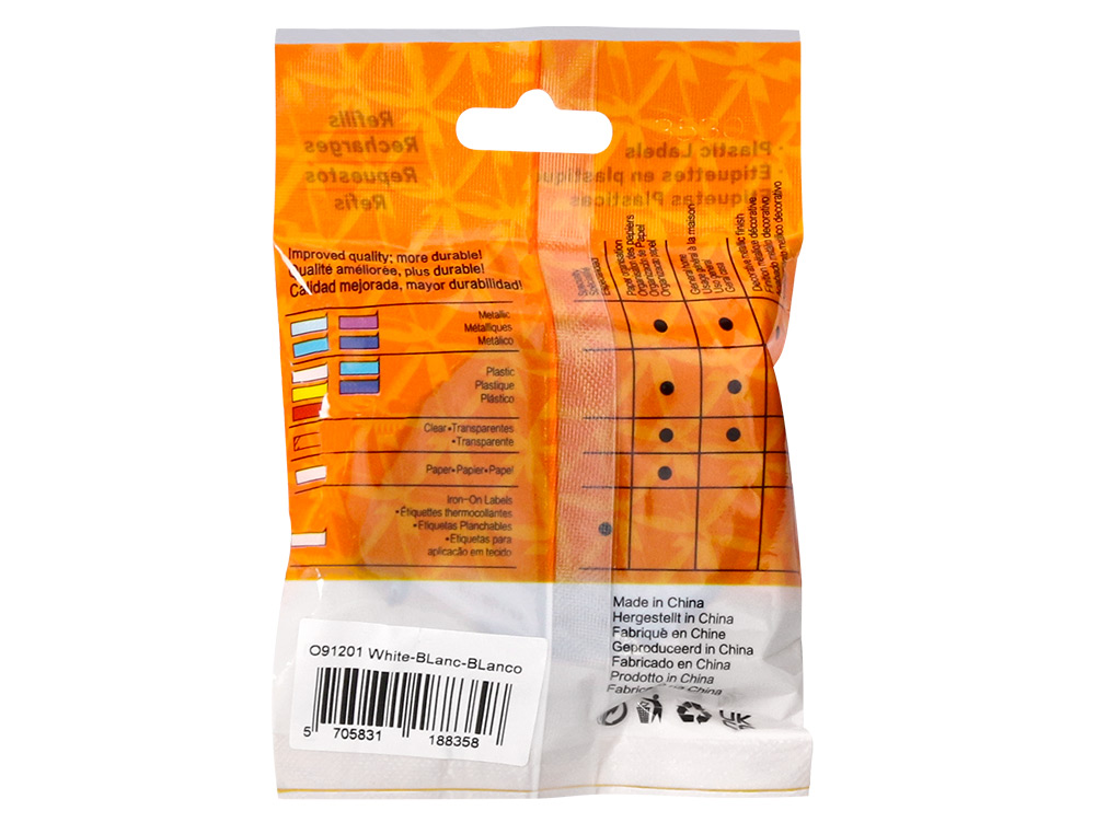 RUBAN TITREUSE Q-CONNECT 12MM X 4 MT NOIR-BLANC PERLE       LETRATAG 091201