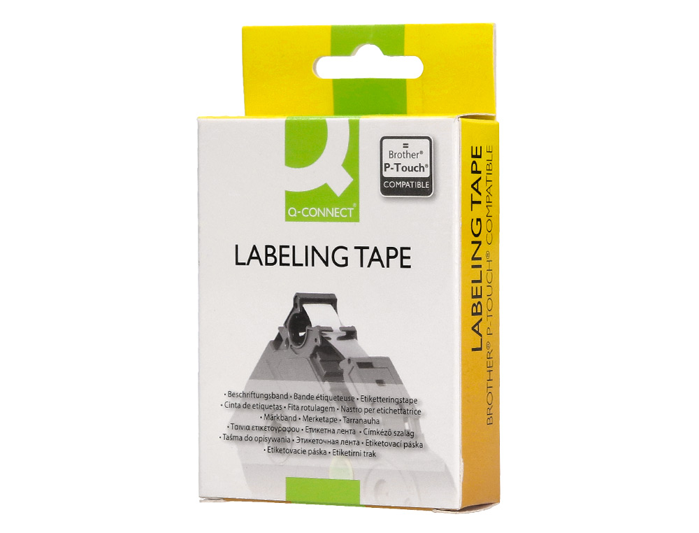 RUBAN TITREUSE Q-CONNECT TZE-221 BLANC-NOIR 9 MM X 8   MT OZE-221