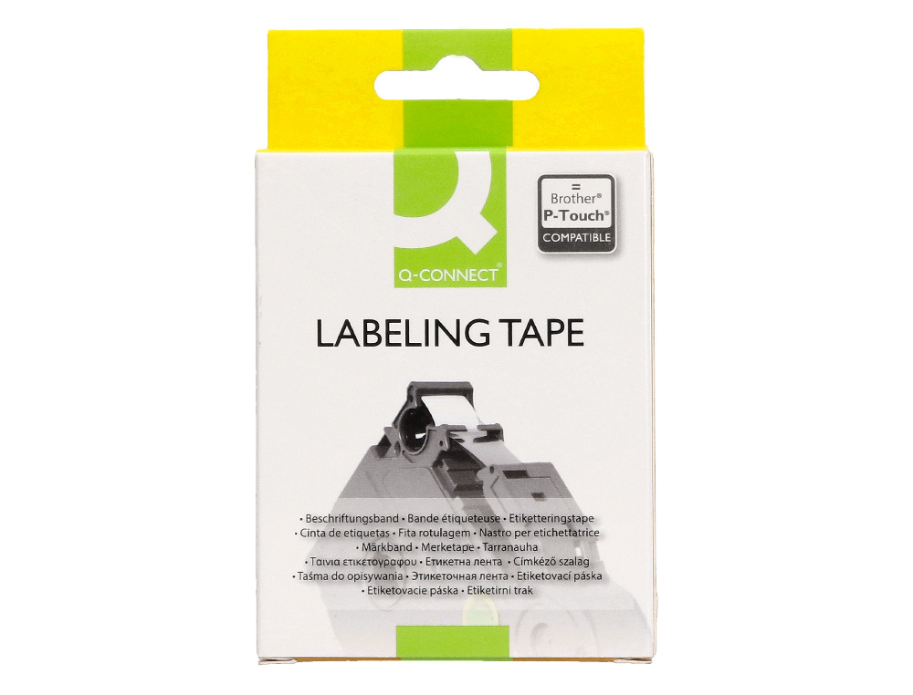RUBAN TITREUSE Q-CONNECT TZE-221 BLANC-NOIR 9 MM X 8   MT OZE-221