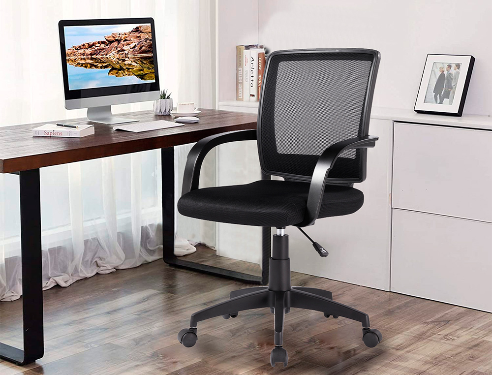 CHAISE BUREAU Q-CONNECT ROTATIVE BASE NYLON MAILLE    MAXIMUM SUPPORTE 120KG        900+100X560X570MM COLORIS NOIR
