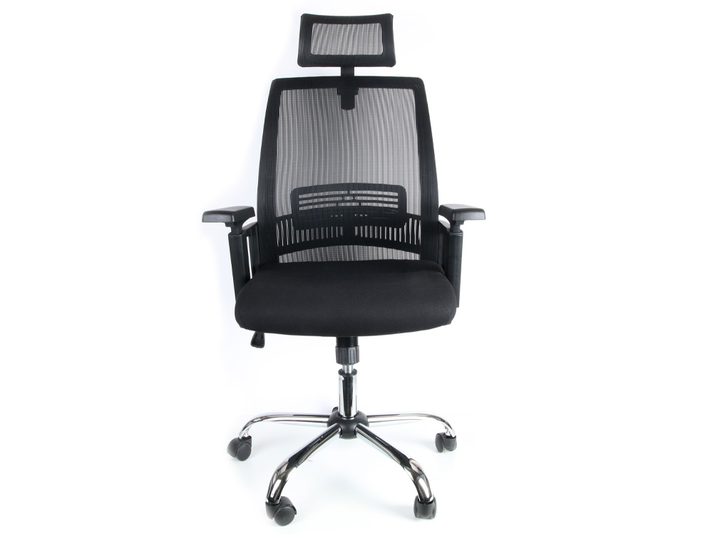 CHAISE DIRECTION Q-CONNECT MAILLE BASE METAL REPOSE-TETE AJUSTABLE MAXIMUM SUPPORTE    130KG 1140+75X610X620MM NOIR