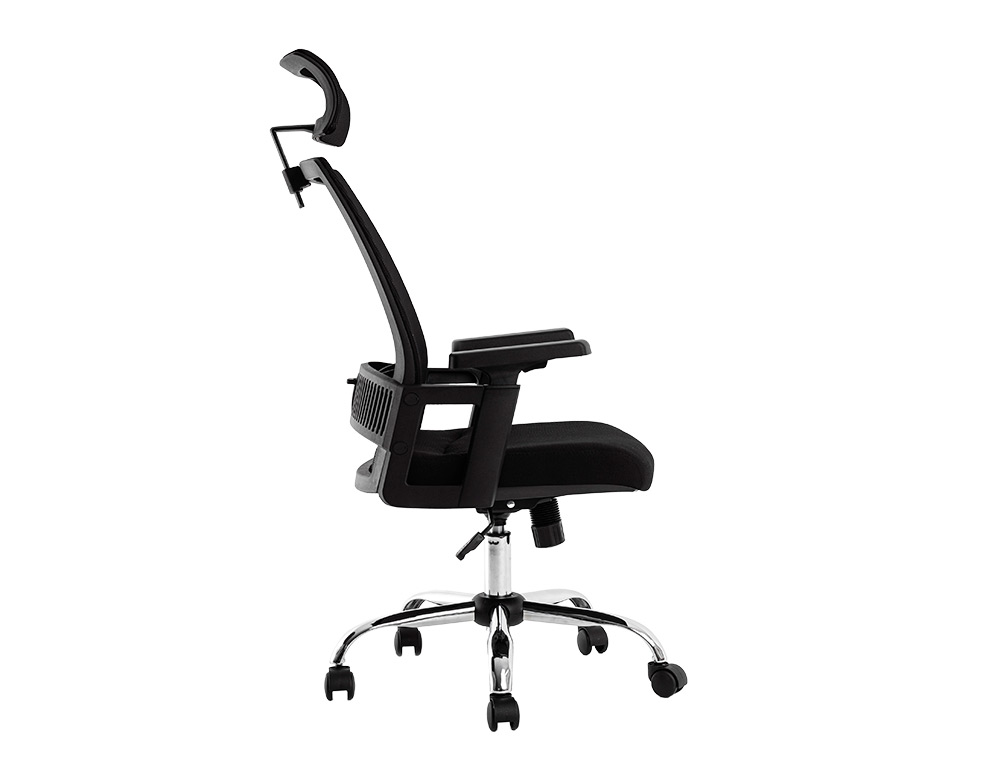 CHAISE DIRECTION Q-CONNECT MAILLE BASE METAL REPOSE-TETE AJUSTABLE MAXIMUM SUPPORTE    130KG 1140+75X610X620MM NOIR