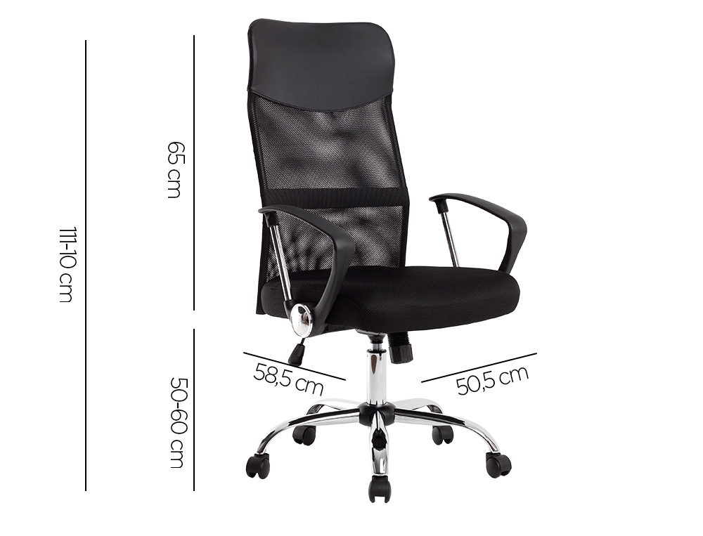 CHAISE DIRECTION Q-CONNECT IMITATION CUIR ET MAILLE BASE METAL MAXIMUM SUPPORTE 130KG 1110+100X640X610MM NOIR