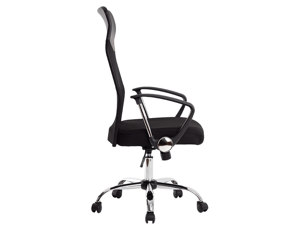 CHAISE DIRECTION Q-CONNECT IMITATION CUIR ET MAILLE BASE METAL MAXIMUM SUPPORTE 130KG 1110+100X640X610MM NOIR