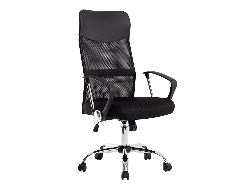 CHAISE DIRECTION Q-CONNECT IMITATION CUIR ET MAILLE BASE METAL MAXIMUM SUPPORTE 130KG 1110+100X640X610MM NOIR