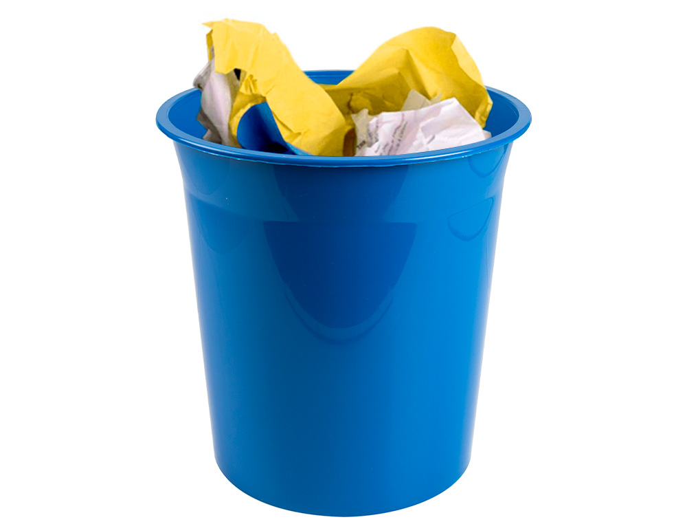 CORBEILLE PAPIER Q-CONNECT PLASTIQUE RESISTANT 13L       275X285MM COLORIS BLEU OPAQUE