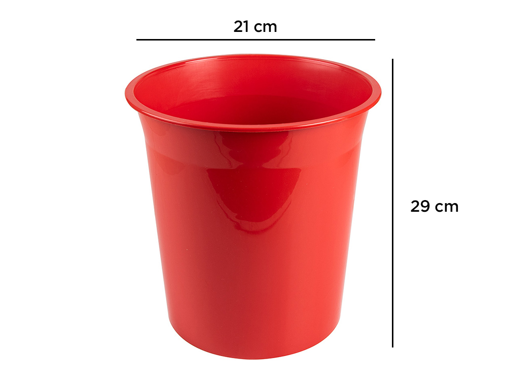 CORBEILLE PAPIER Q-CONNECT PLASTIQUE RESISTANT 13L       275X285MM COLORIS ROUGE       OPAQUE