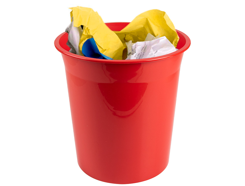 CORBEILLE PAPIER Q-CONNECT PLASTIQUE RESISTANT 13L       275X285MM COLORIS ROUGE       OPAQUE