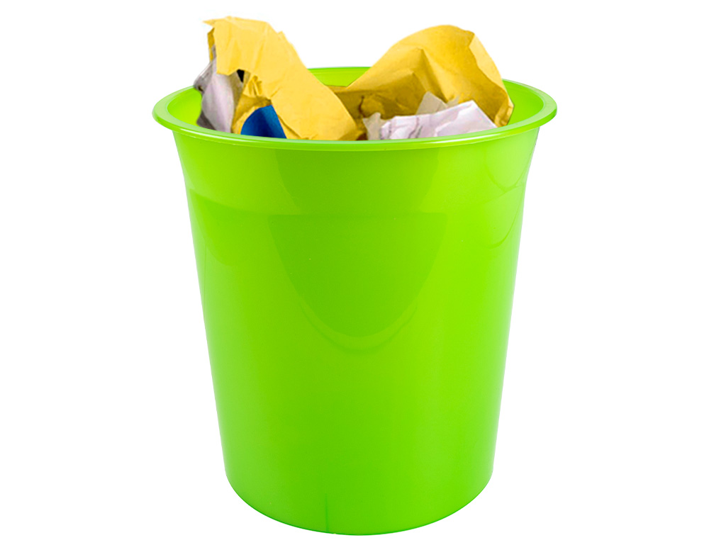 CORBEILLE PAPIER Q-CONNECT PLASTIQUE RESISTANT 13L       275X285MM COLORIS VERT        TRANSLUCIDE